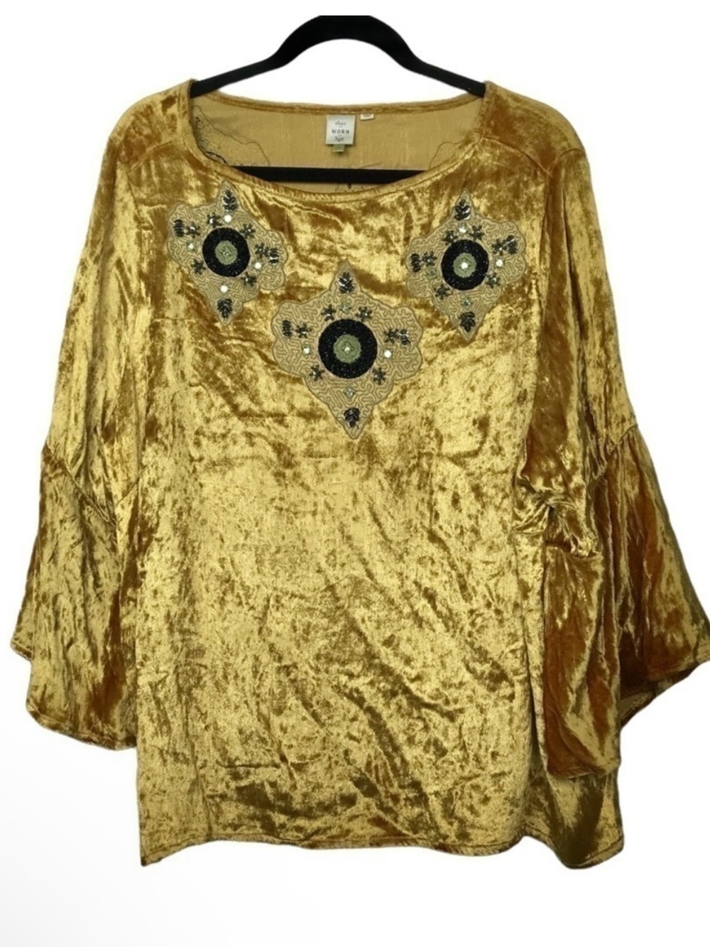 Seen Worn Kept Anthropologie Carina Velvet Embroidered Blouse NWT Size 1X
